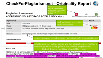 CheckForPlagiarism.net - Students and Researchers Plagiarism Report Format Excerpt